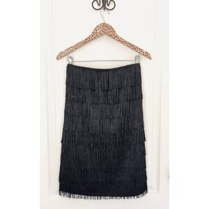 Express Black Fringe Strapless Flapper Dress sz 0